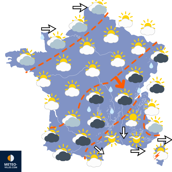 Carte de prévisions du temps du Mercredi 16 septembre 2026