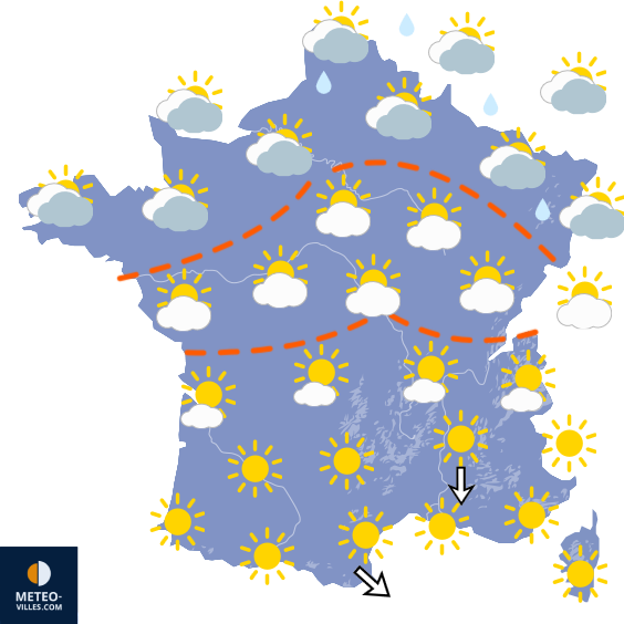 Carte de prévisions du temps du Lundi 14 septembre 2026
