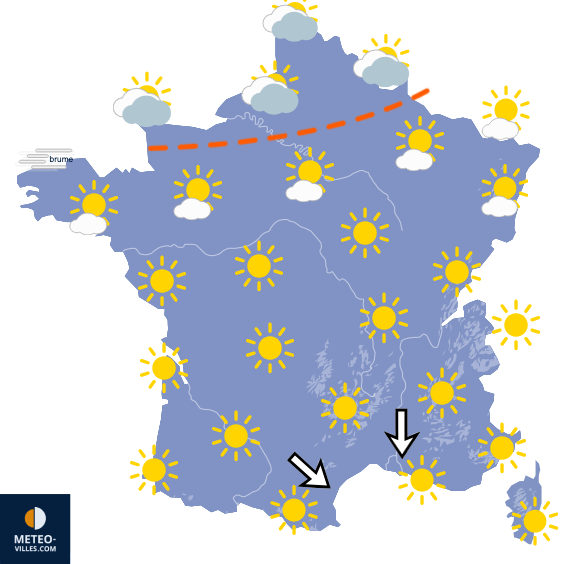 Carte de prévisions du temps du Mercredi 16 septembre 2026