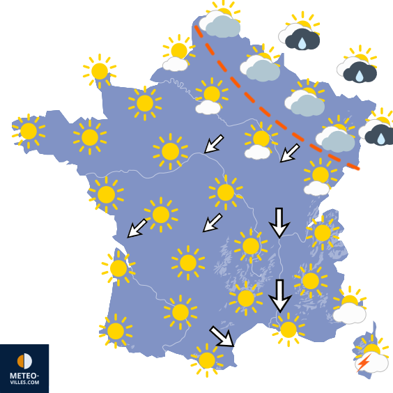 Carte de prévisions du temps du Mercredi 16 septembre 2026