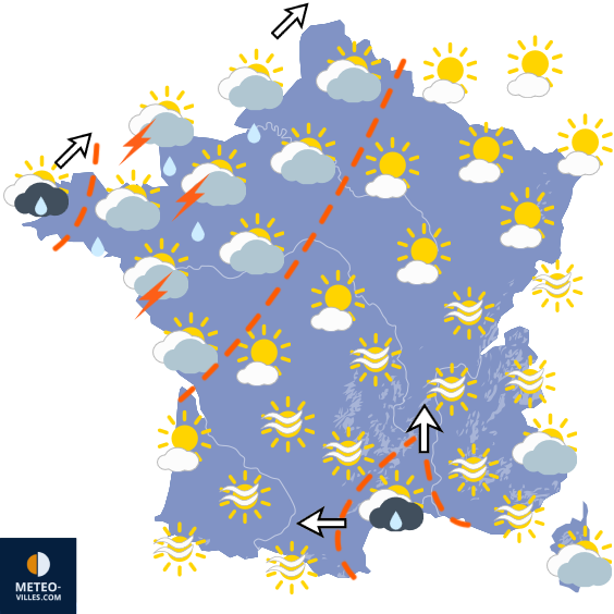 Carte de prévisions du temps du Mercredi 23 septembre 2026