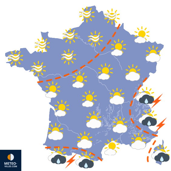 Carte de prévisions du temps du Mercredi 30 septembre 2026