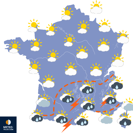 Carte de prévisions du temps du Lundi 28 septembre 2026