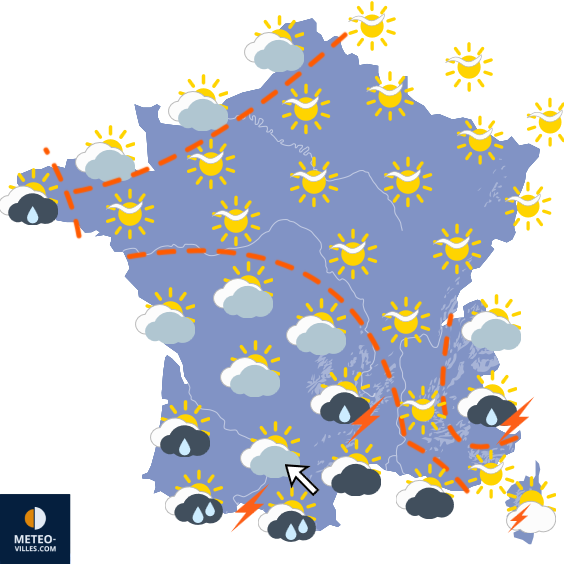 Carte de prévisions du temps du Vendredi 2 octobre 2026