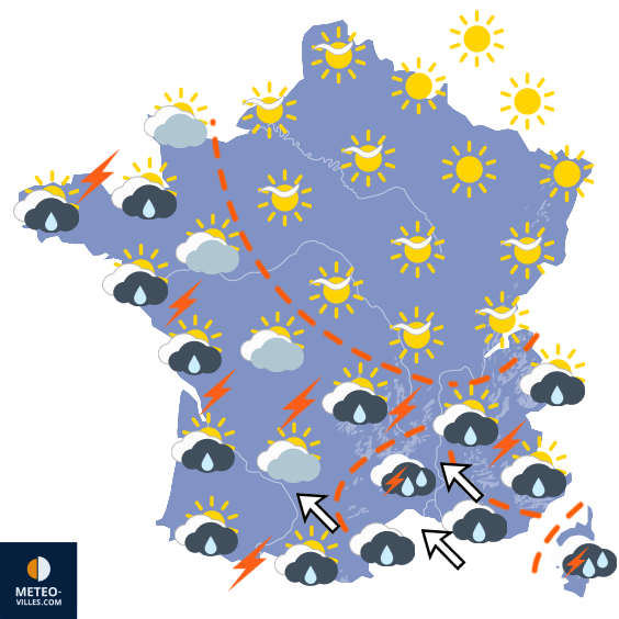 Carte de prévisions du temps du Lundi 5 octobre 2026