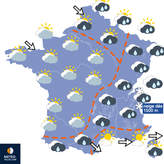Carte de prévisions du temps du Sunday, October 4, 2026