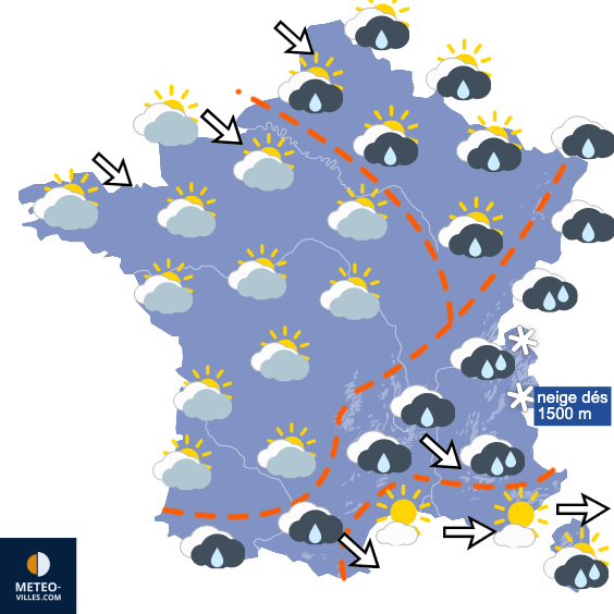 Carte de prévisions du temps du Lundi 5 octobre 2026