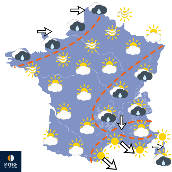 Carte de prévisions du temps du Sunday, October 4, 2026