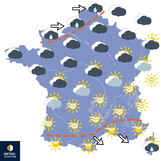 Carte de prévisions du temps du Lundi 5 octobre 2026