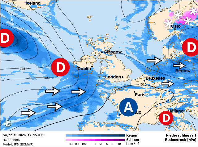 Carte de prévisions d'europe du Dimanche 11 octobre 2026