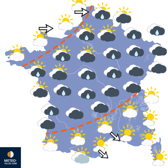 Carte de prévisions du temps du Lundi 12 octobre 2026