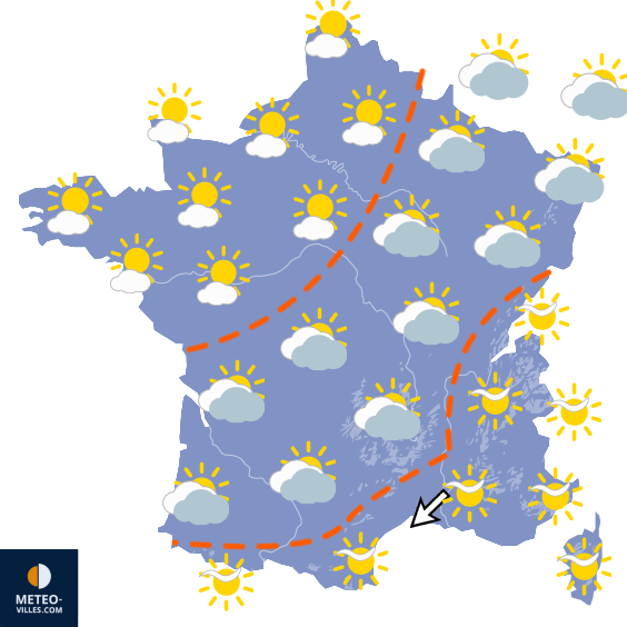 Carte de prévisions du temps du Lundi 12 octobre 2026