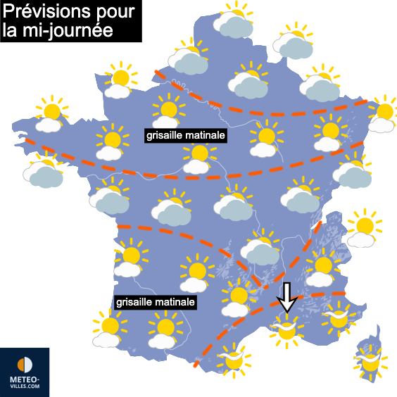 Carte de prévisions du temps du Mardi 13 octobre 2026