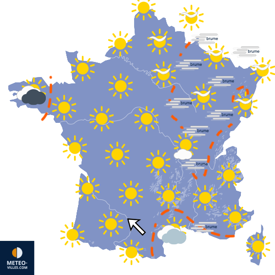 Carte de prévisions du temps du Lundi 12 octobre 2026