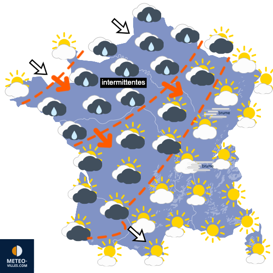 Carte de prévisions du temps du Lundi 12 octobre 2026