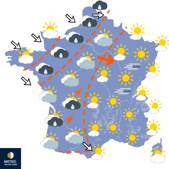 Carte de prévisions du temps du Mercredi 14 octobre 2026