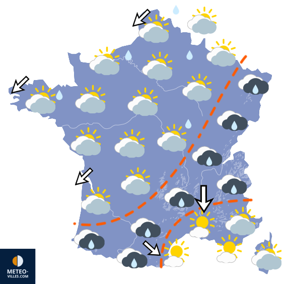 Carte de prévisions du temps du Lundi 12 octobre 2026