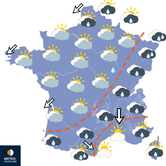 Carte de prévisions du temps du Mardi 13 octobre 2026