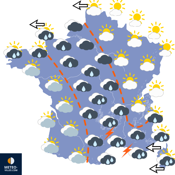 Carte de prévisions du temps du Mercredi 14 octobre 2026