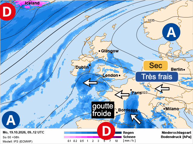 Carte de prévisions d'europe du Lundi 19 octobre 2026