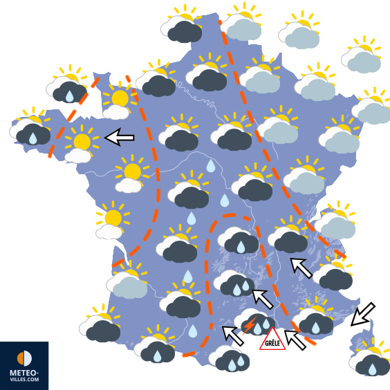 Carte de prévisions du temps du Lundi 19 octobre 2026