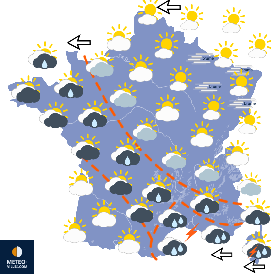 Carte de prévisions du temps du Mercredi 14 octobre 2026