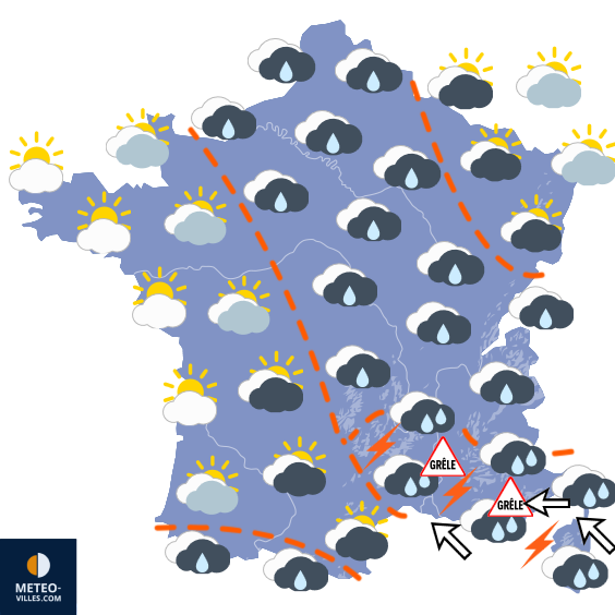 Carte de prévisions du temps du Lundi 19 octobre 2026