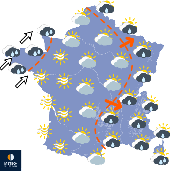 Carte de prévisions du temps du Mercredi 14 octobre 2026