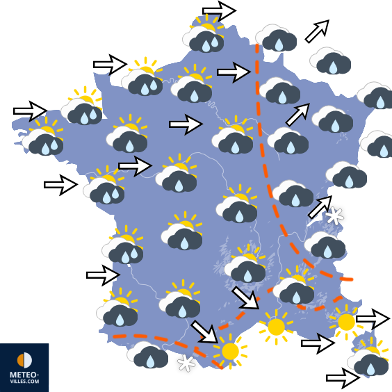 Carte de prévisions du temps du Lundi 19 octobre 2026