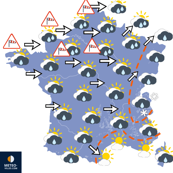Carte de prévisions du temps du Lundi 19 octobre 2026