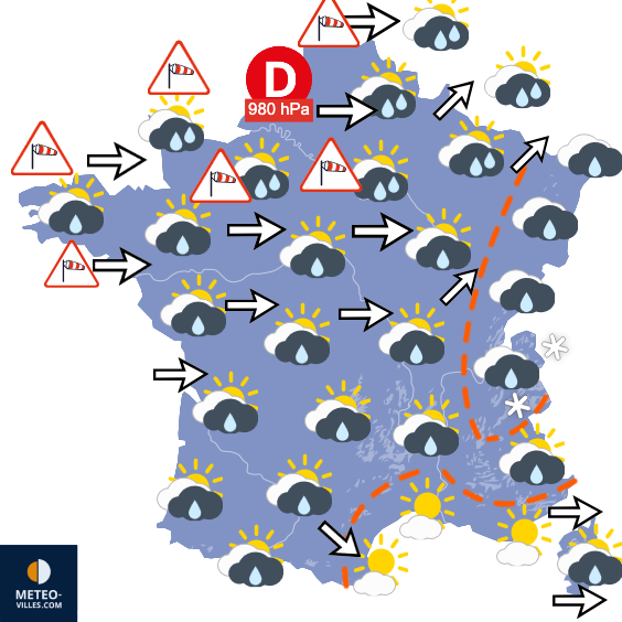 Carte de prévisions du temps du Mercredi 21 octobre 2026