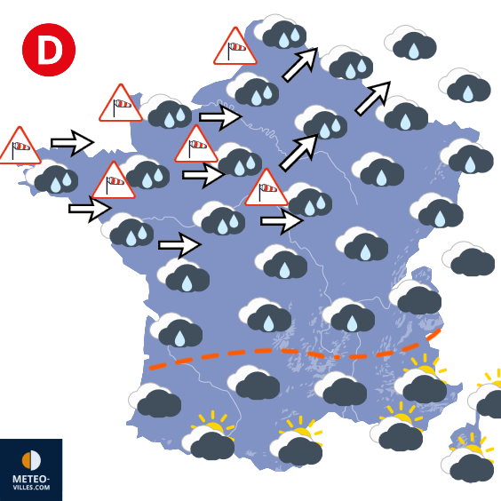 Carte de prévisions du temps du Lundi 19 octobre 2026