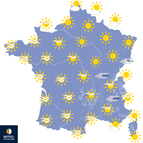 Carte de prévisions du temps du Lundi 26 octobre 2026