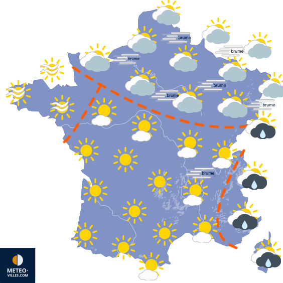 Carte de prévisions du temps du Samedi 24 octobre 2026