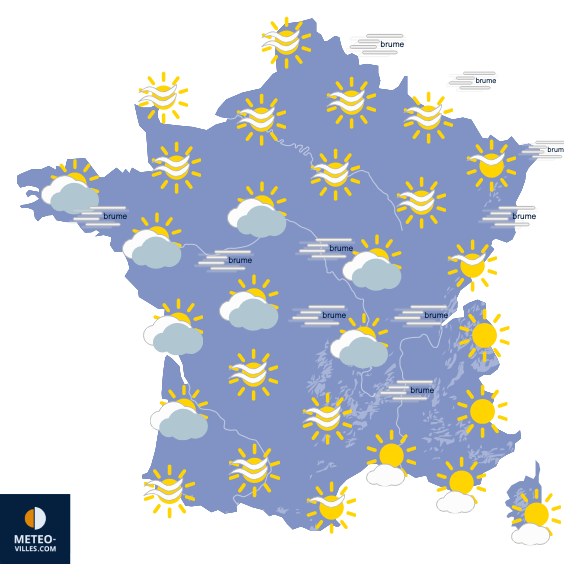 Carte de prévisions du temps du Lundi 26 octobre 2026