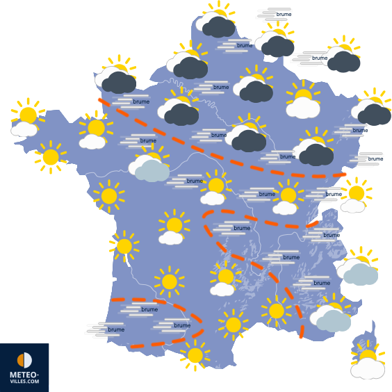 Carte de prévisions du temps du Mercredi 28 octobre 2026