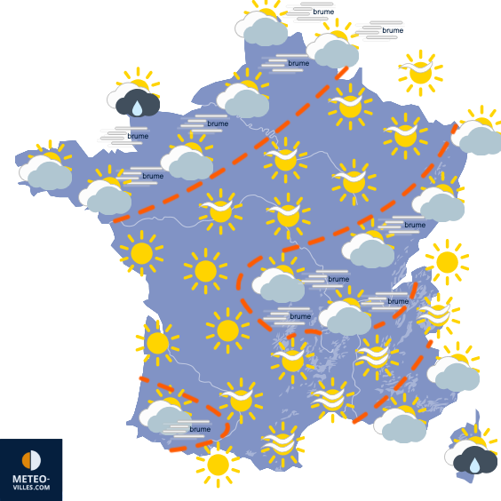 Carte de prévisions du temps du Mercredi 28 octobre 2026