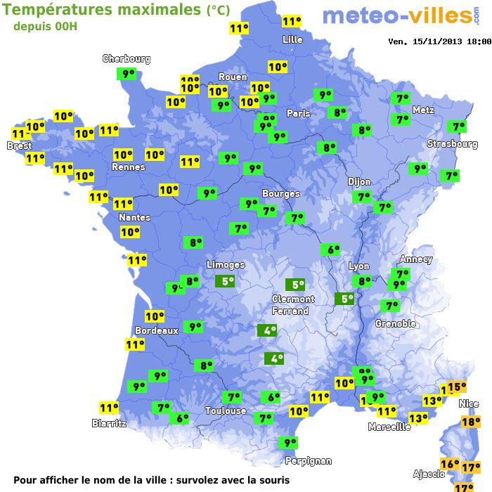 Température maximum pour le 15/11/2013 à 1812