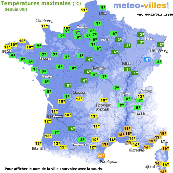 Température maximum pour le 04/12/2013 à 1812