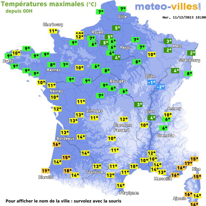 Température maximum pour le 11/12/2013 à 1812