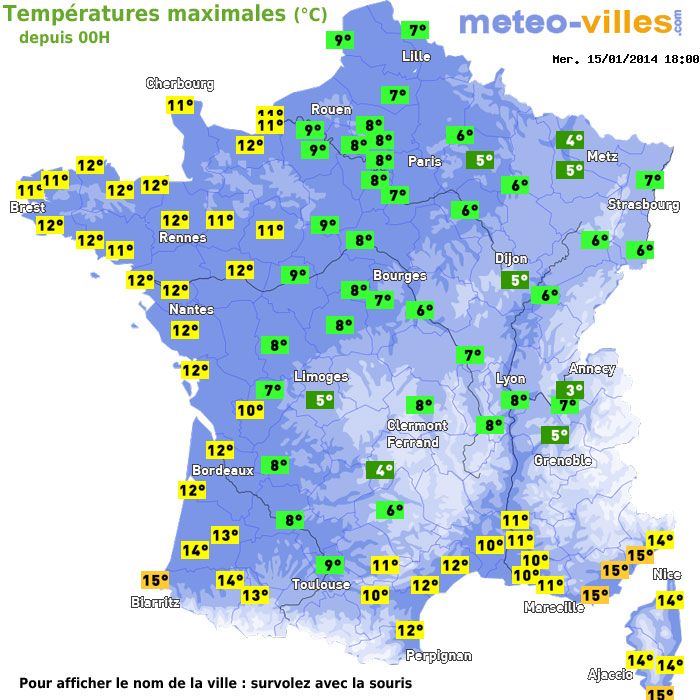 Température maximum pour le 15/01/2014 à 1812