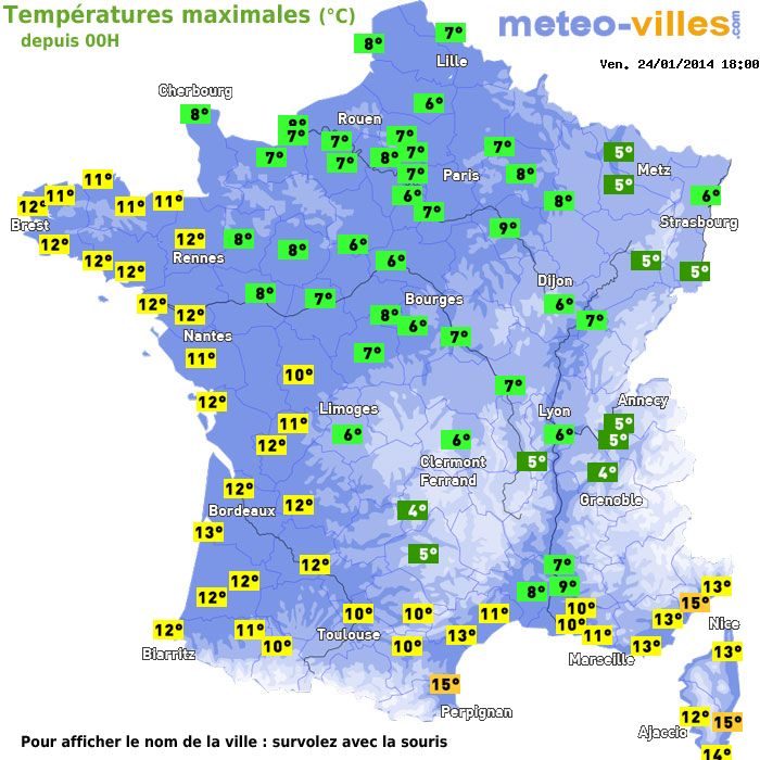 Température maximum pour le 24/01/2014 à 1812