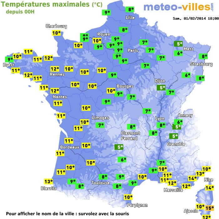 Température maximum pour le 01/02/2014 à 1812