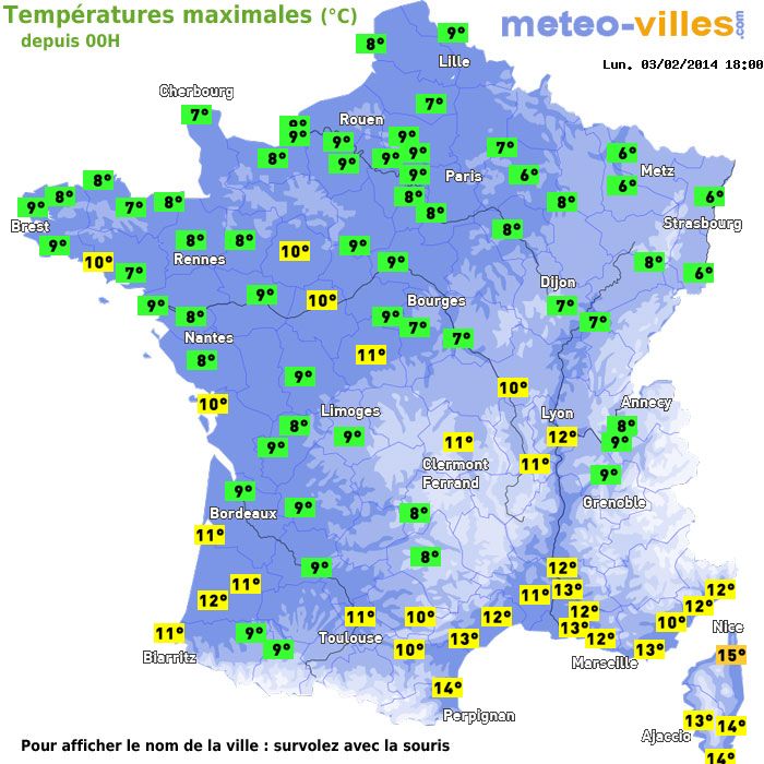 Température maximum pour le 03/02/2014 à 1812