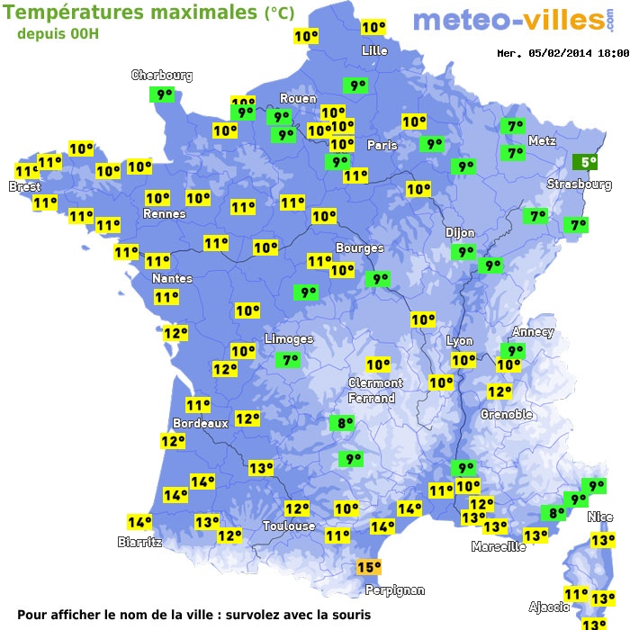 Température maximum pour le 05/02/2014 à 1812