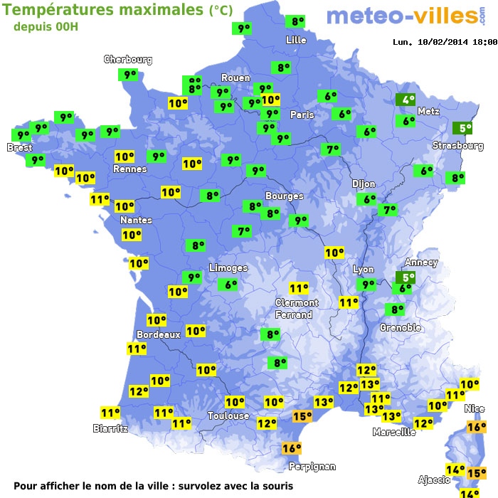 Température maximum pour le 10/02/2014 à 1812