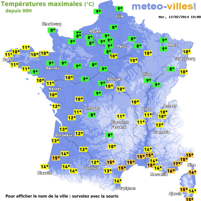 Température maximum pour le 12/02/2014 à 1812
