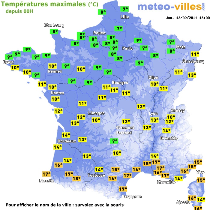 Température maximum pour le 13/02/2014 à 1812