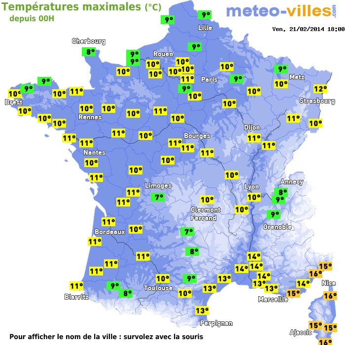 Température maximum pour le 21/02/2014 à 1812
