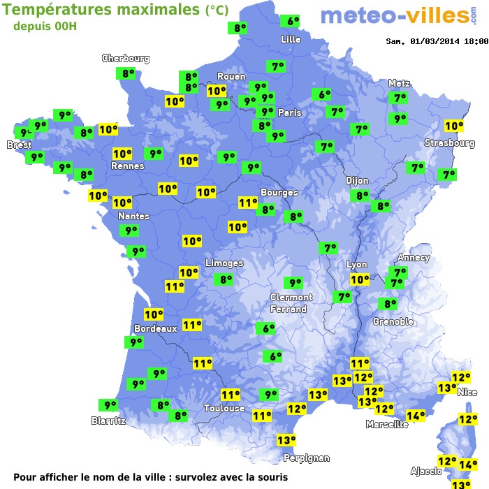 Température maximum pour le 01/03/2014 à 1812